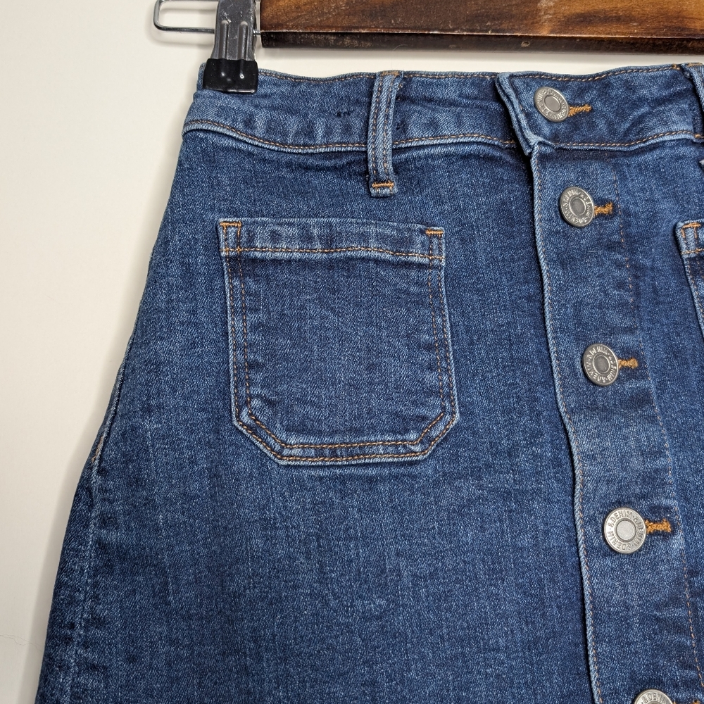 H&M Girls Kids Button Up A Line Blue Casual Mini Jean Skirt Size 10-11 Years - Picture 8 of 16
